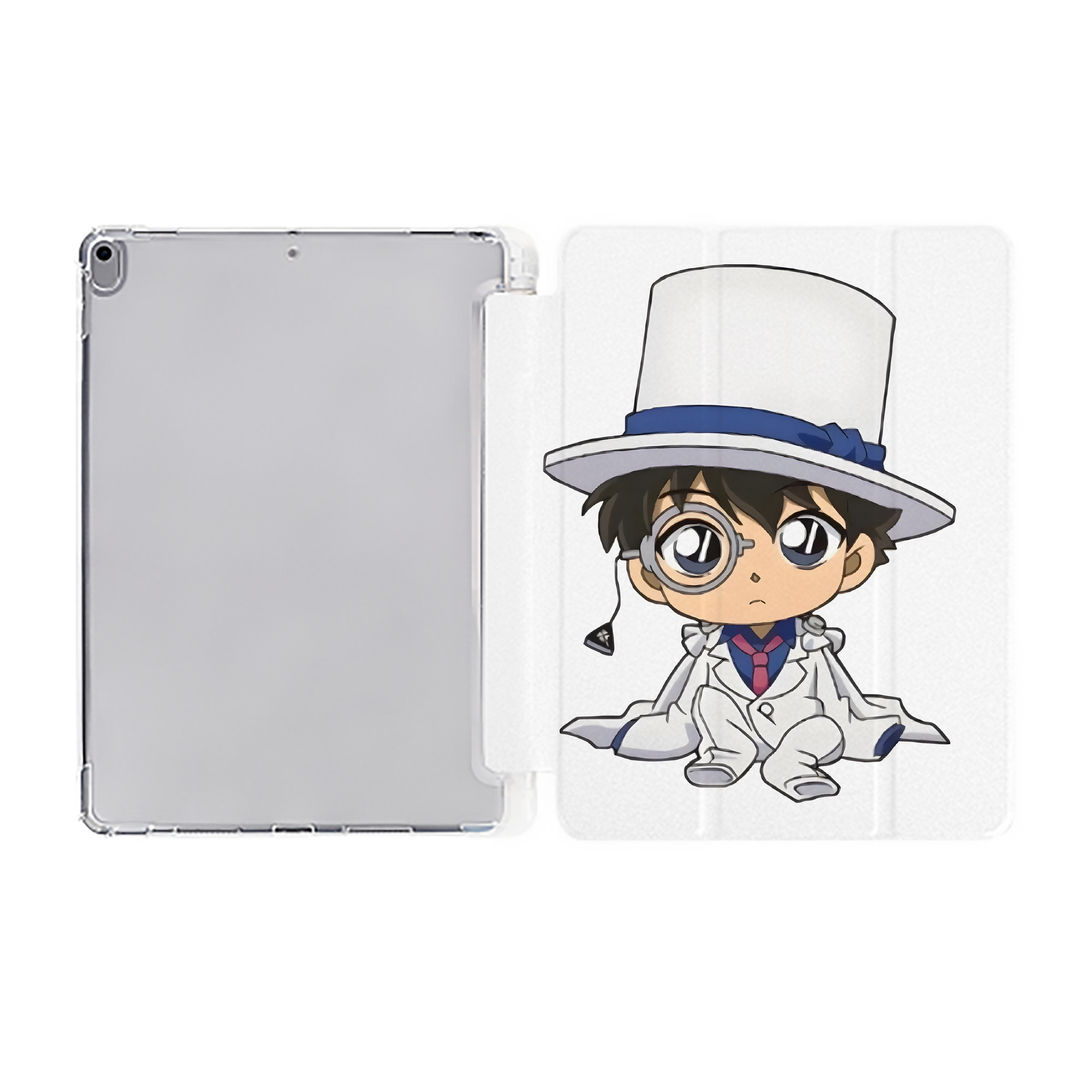 （画像用） 名探偵コナン くろば かいと Detective Conan Kuroba Kaito IPad ケース ペン収納付き 三つ折りスタンド PUレザー×シリコン 対応機種9.5/10.5/10.9インチ